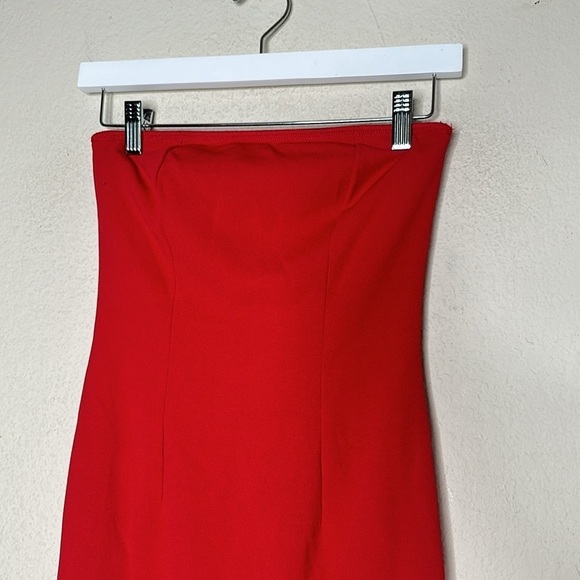 Y2K Strapless Bodycon Maxi Dress High Side Slit Maxi Red Size Small Grunge Indie - Picture 4 of 6